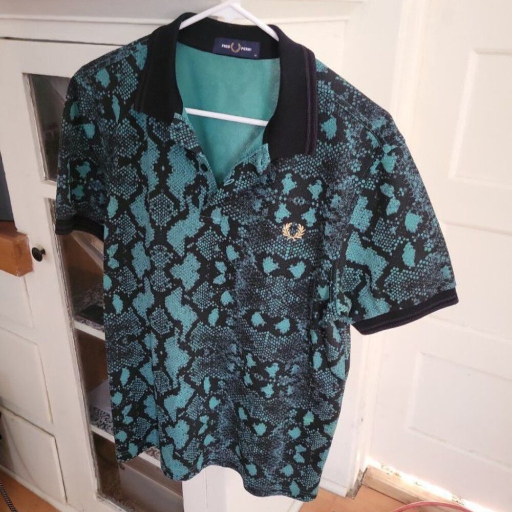 Fred Perry Deep Mint Snake Print Polo